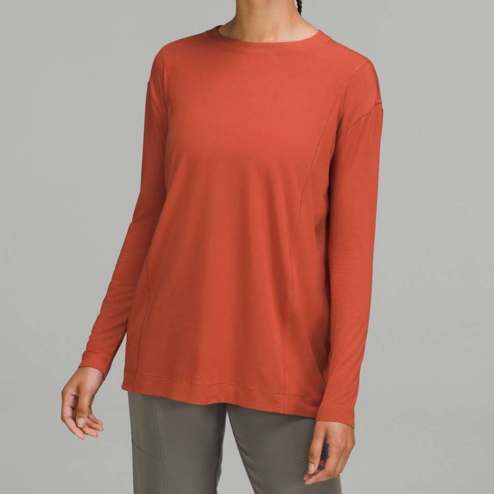 NWT - Lululemon - Modal Pleated Back Long Sleeve Shirt - Red Rock - 4